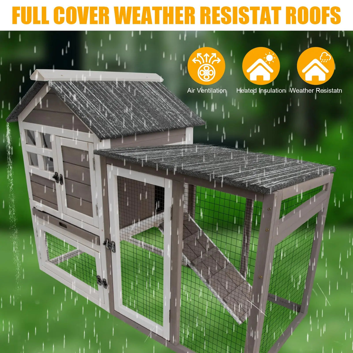 Indoor Outdoor Wooden Rabbit Hutch With Pull Out Cleaning Tray