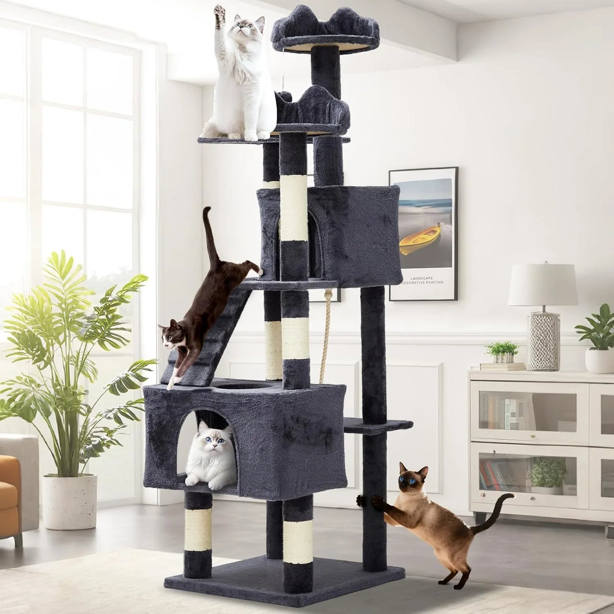 Premium Multi Level Cat Tower Featuring Sisal Scratching Posts