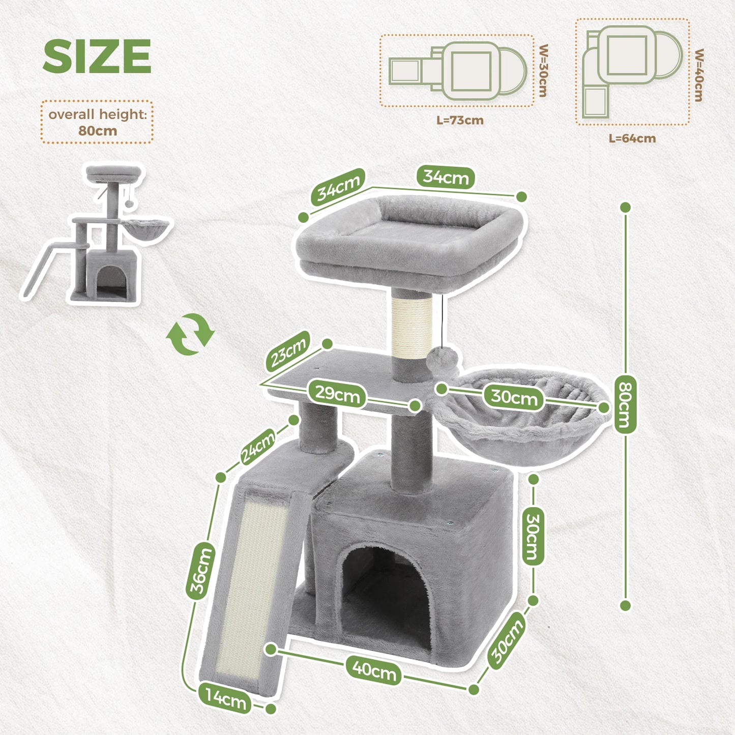 PAWZ Road Cat Tree Tower for Cats with Scratching Posts