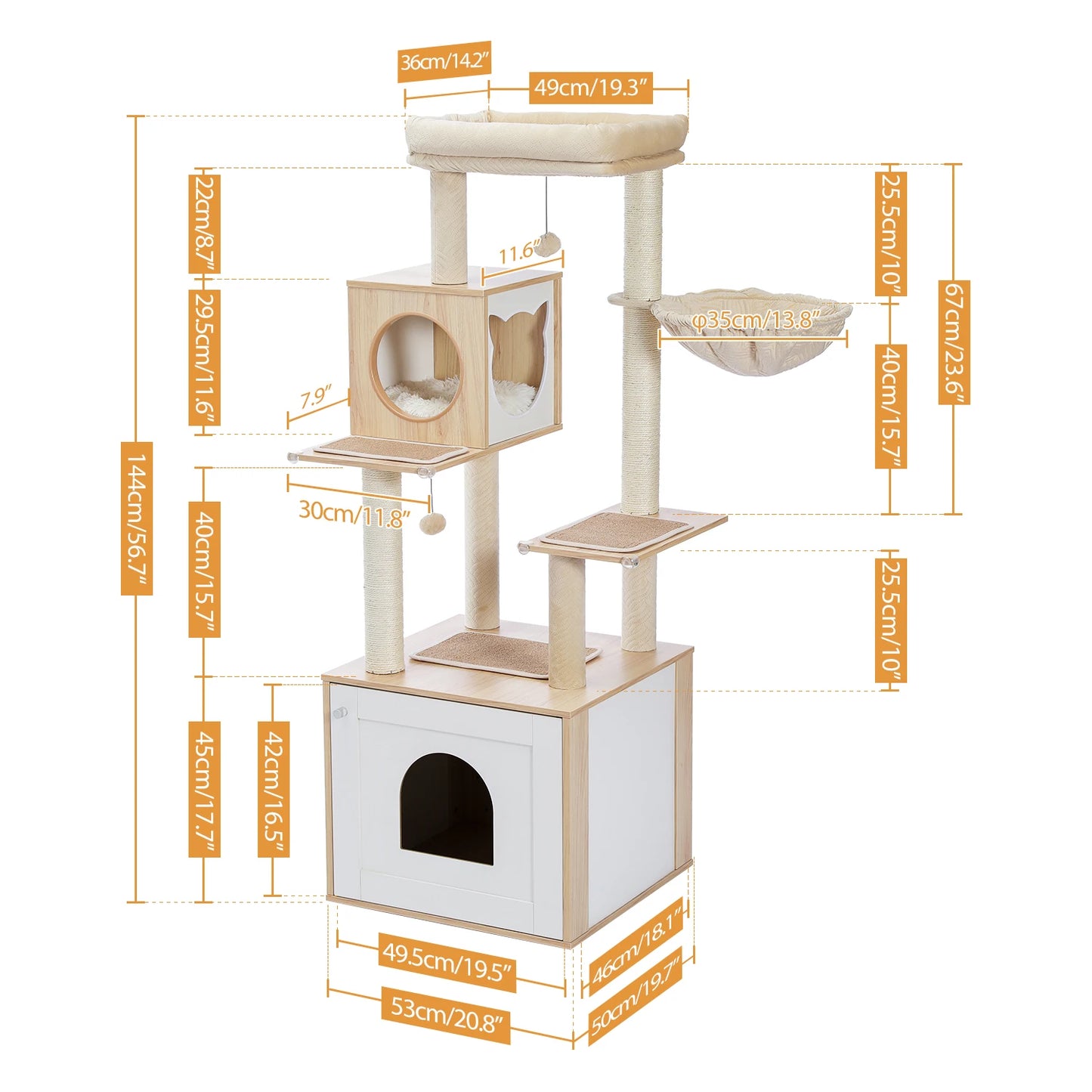 PAWZ Ro Multi-Level Cat Tree With Scratching Posts And Condo