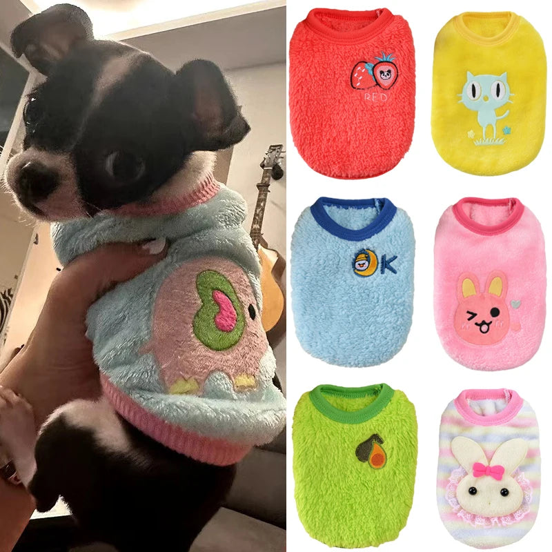 Tea Cup Print Dog Sweater With Warm Fleece For Puppies
