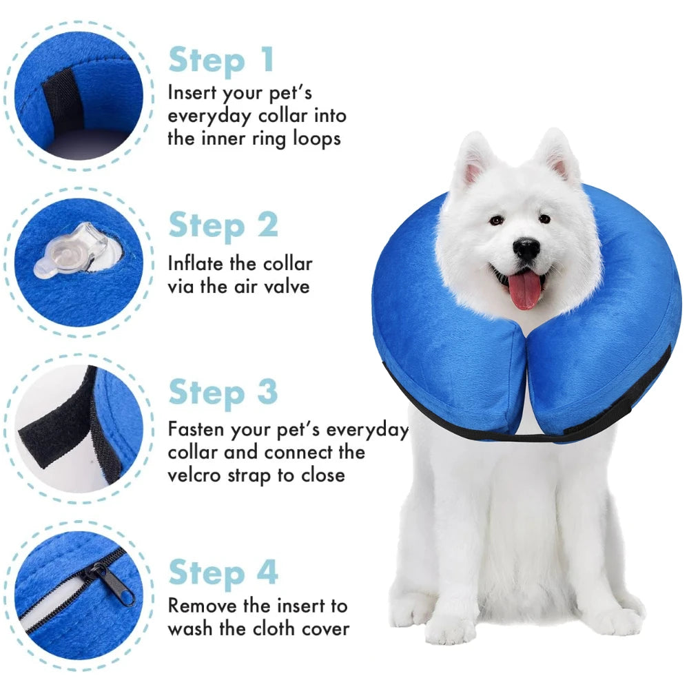 Inflatable Postoperative Dog Collar for Pets Recovery and Protection