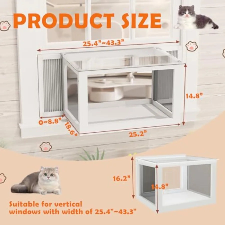 XMSJ Window Catio Indoor Outdoor Cat Enclosure With Mosquito-Proof Mesh