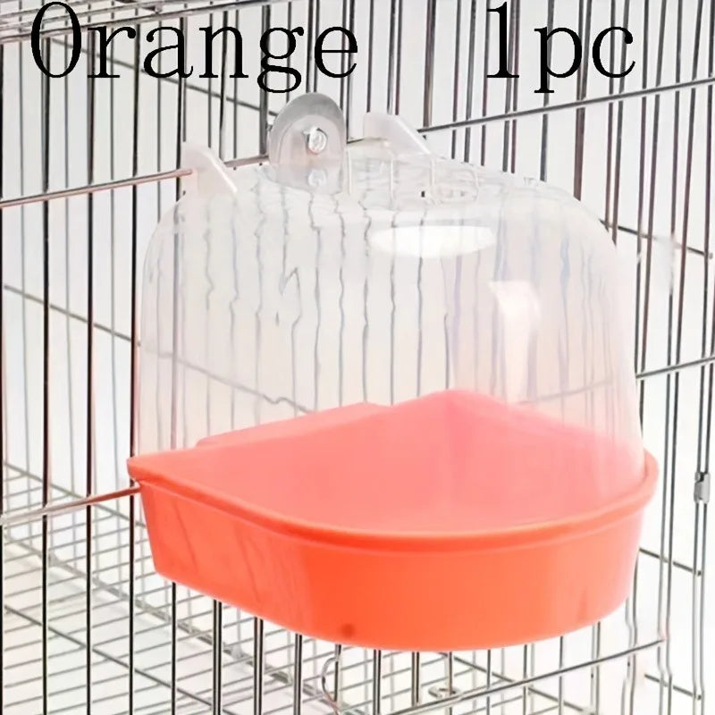 Transparent Bird Bath Tub With Easy Grip Handle Splash Proof