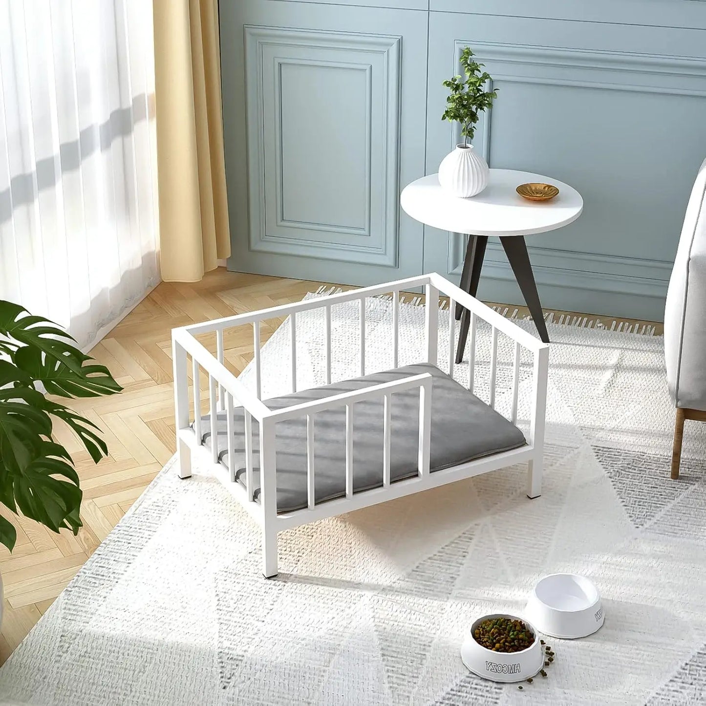 Elevated Dog Bed With Rails Metal Frame Washable Mat