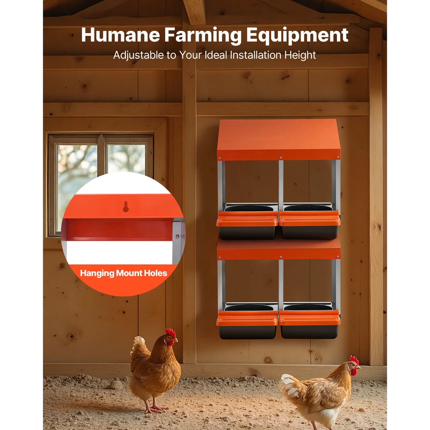 SucceBuy Chicken Nesting Boxes With Galvanized Steel And Plastic Roll Away