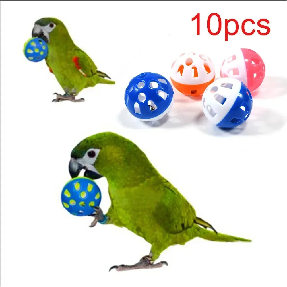 Colorful Hollow Rolling Bell Ball Bird Toy For Parrots