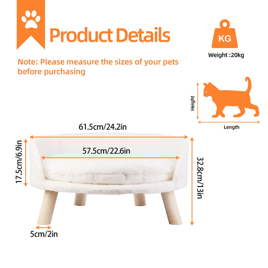 BINGOPAW Pet Sofa Bed Raised Cat Chair Removable Cushion