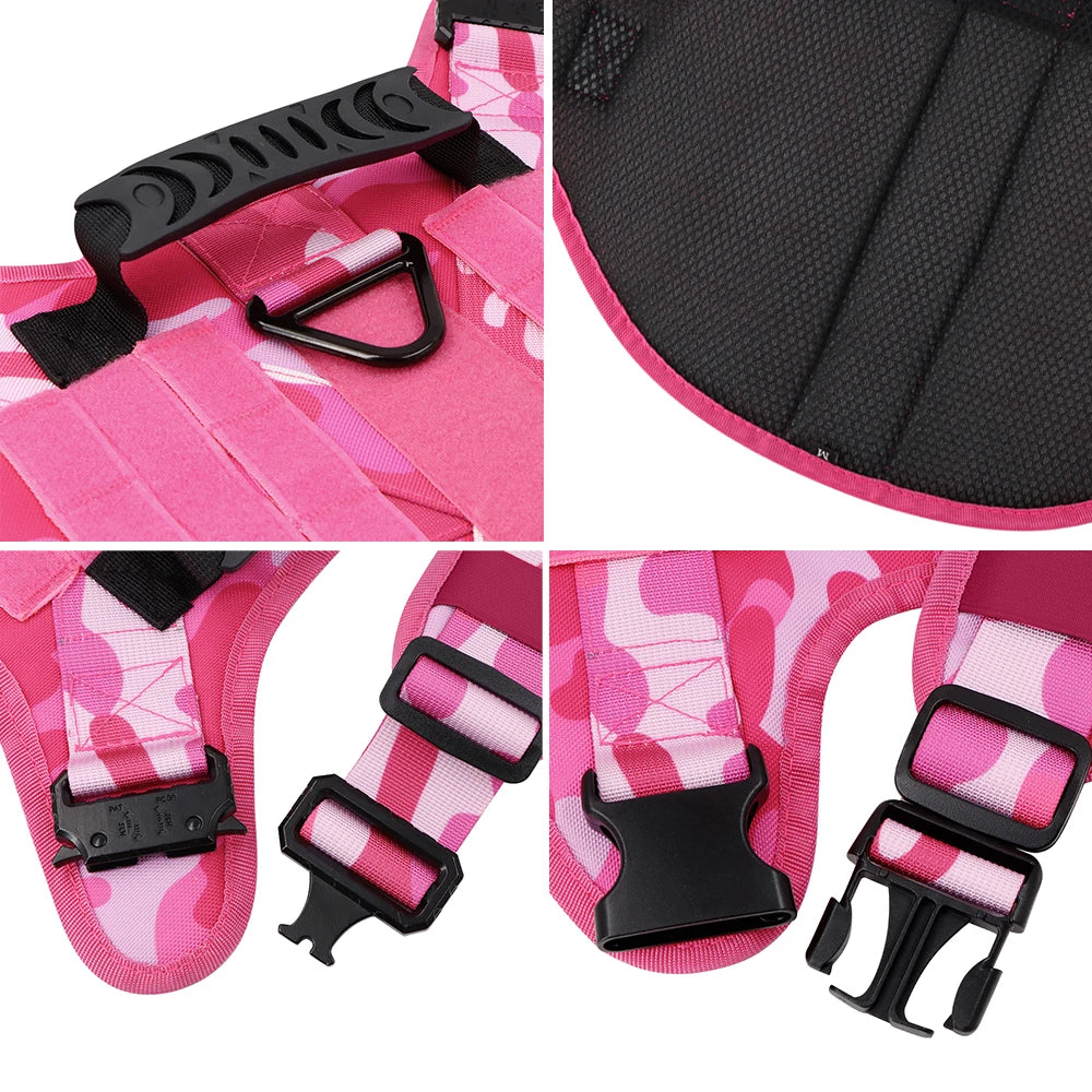 Camouflage Tactical Dog Harness With Quick Release Buckle Adjustable