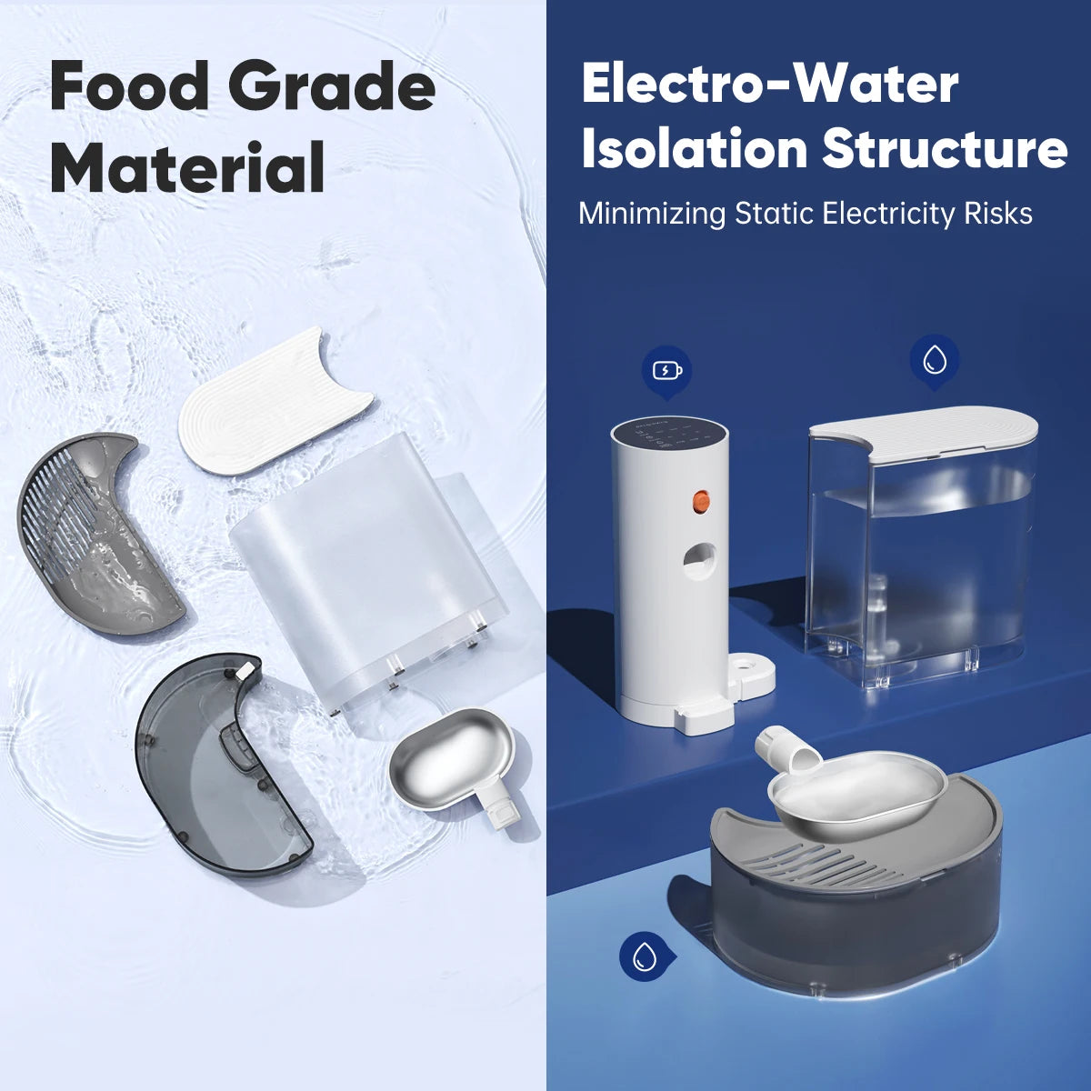 Booteely Stainless Steel Cat Water Dispenser With Purification