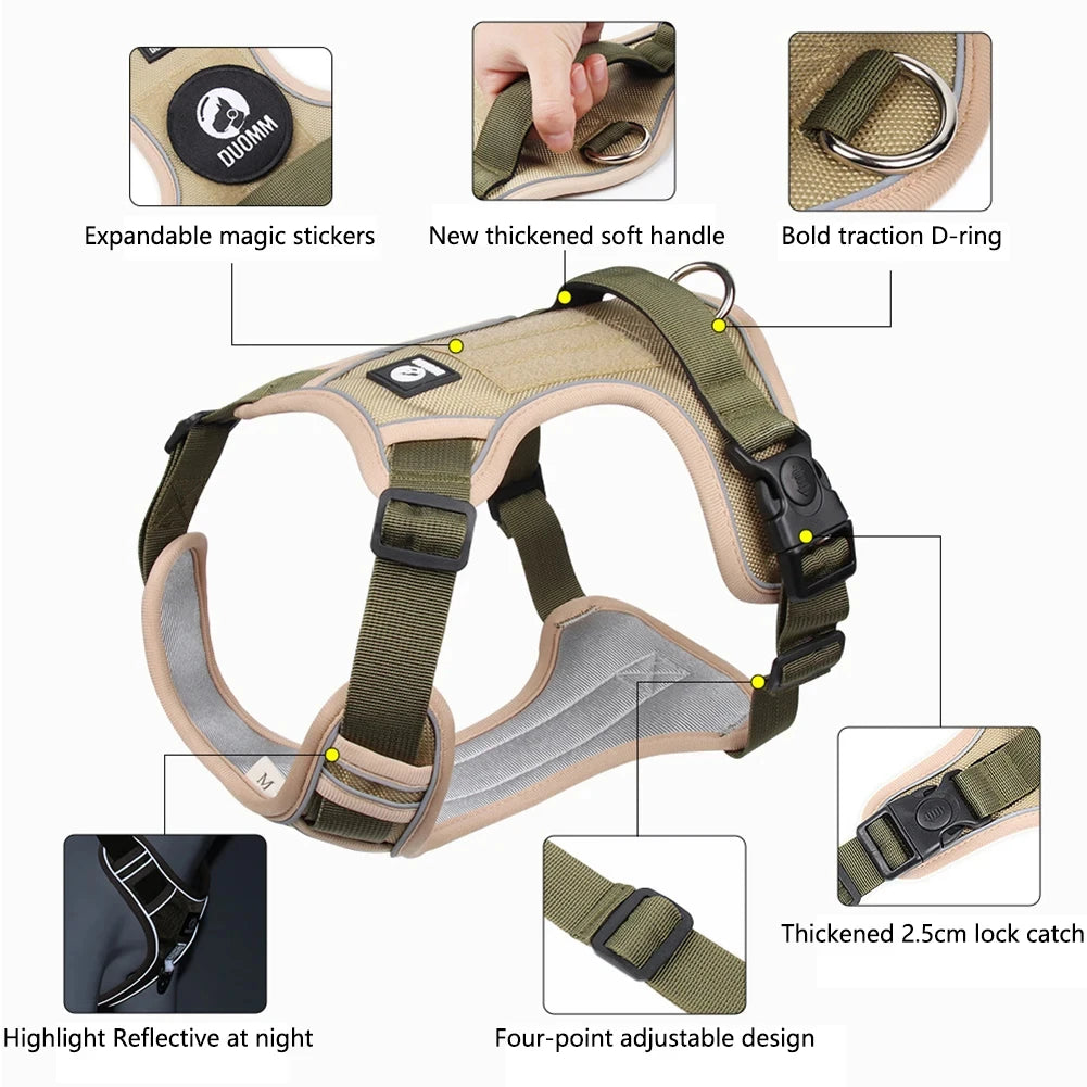 Adjustable Reflective Oxford Vest harness For Medium Large Dogs Labrador Outdoor Walking Training