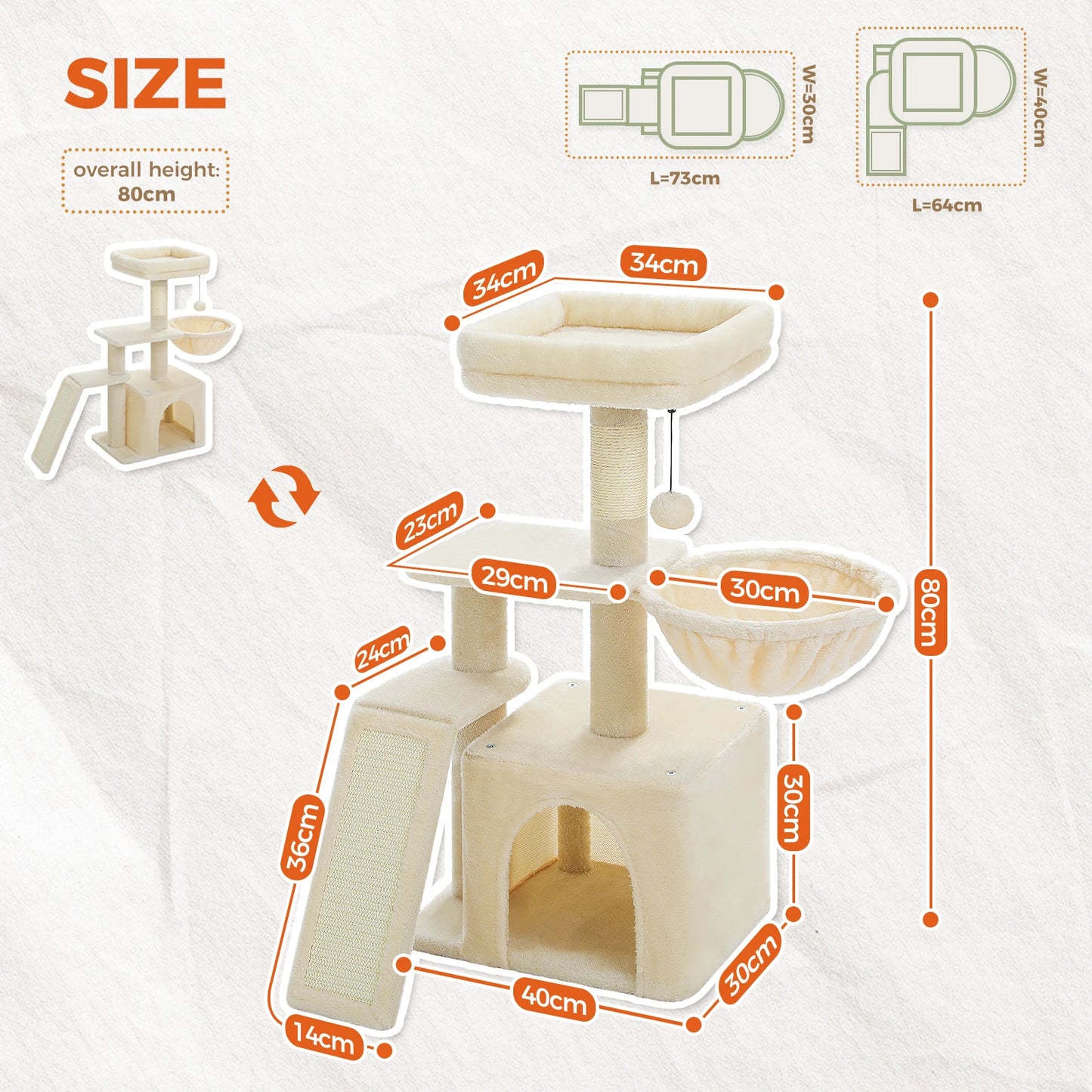 PAWZ Road Cat Tree Tower for Cats with Scratching Posts