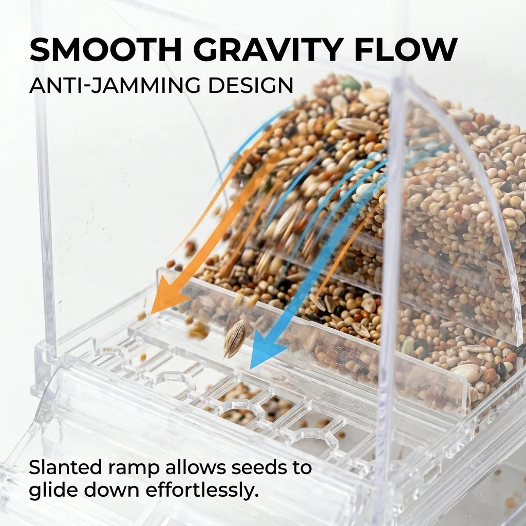 No Mess Automatic Bird Feeder With Clear Acrylic Seed Dispenser