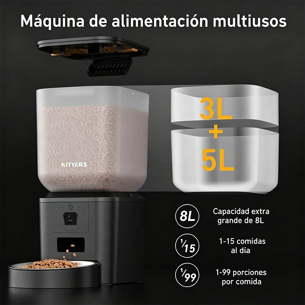 Nityers Automatic Cat Feeder 1080p Camera Night Vision WiFi