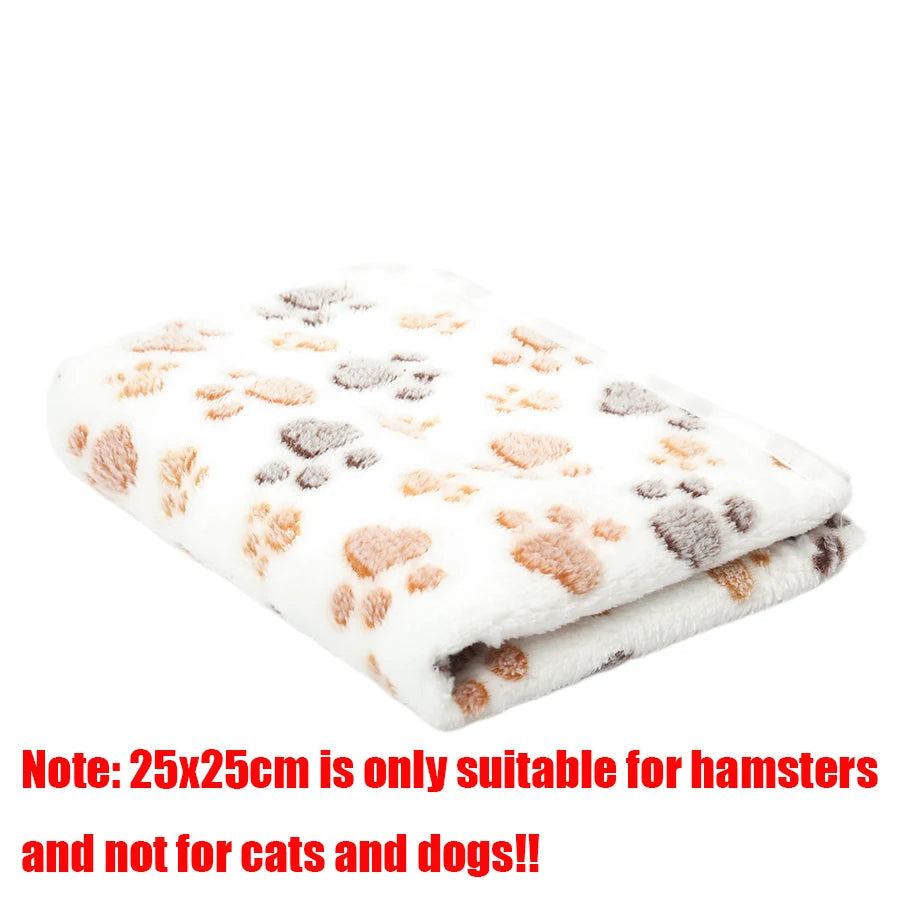 Soft Fluffy Flannel Pet Blanket for Dogs Paw Print