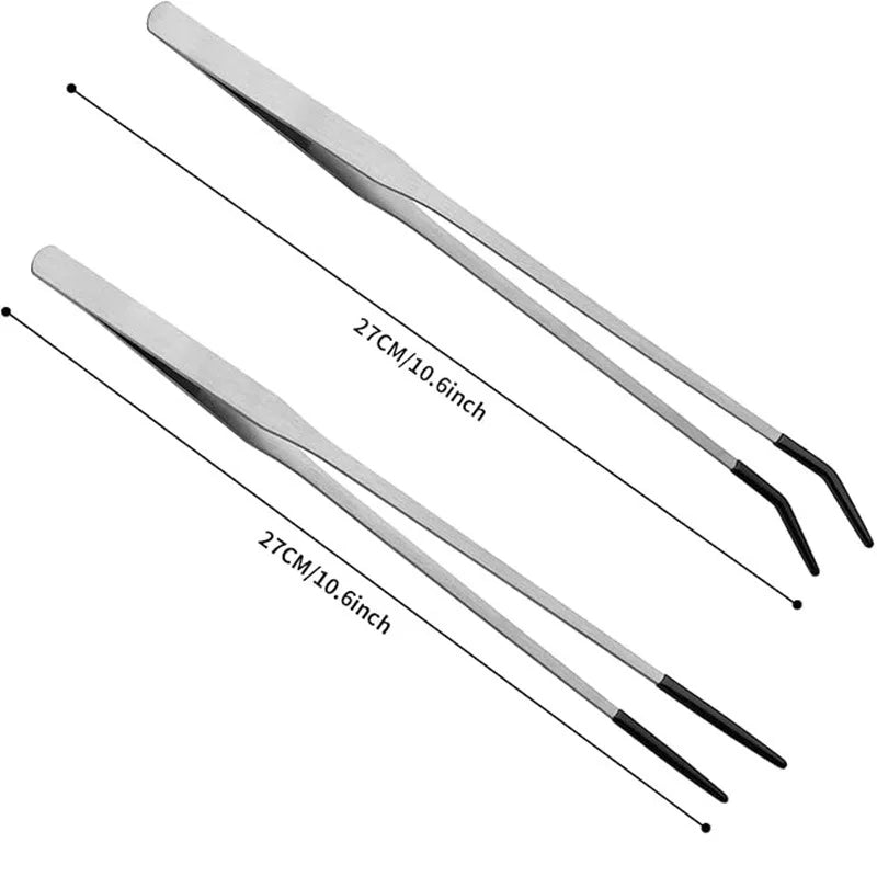 Stainless Steel Bent Tip Tweezers For Crafts And Reptile Handling
