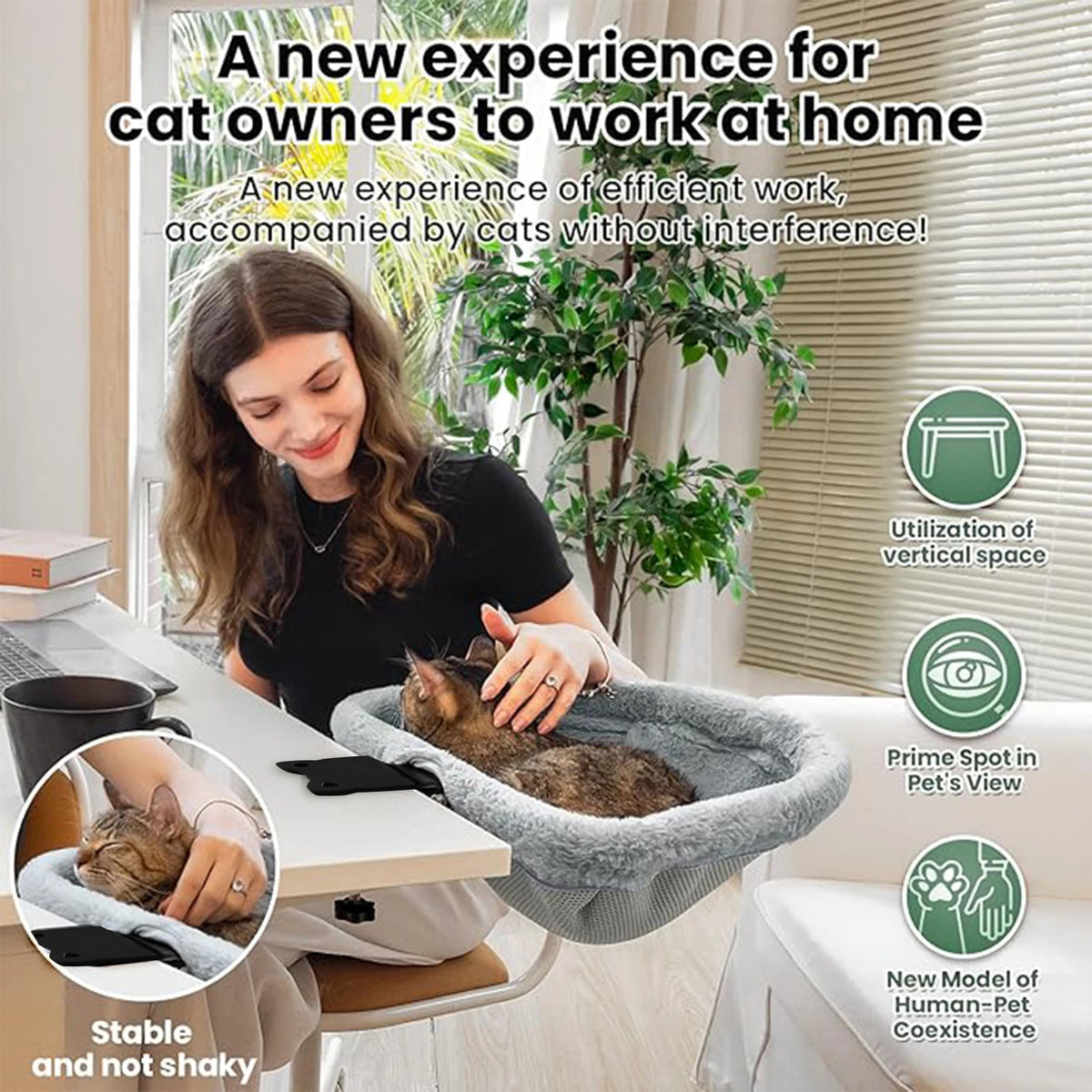 CWV Foldable Cat Desk Bed Featuring Non Slip Clamps