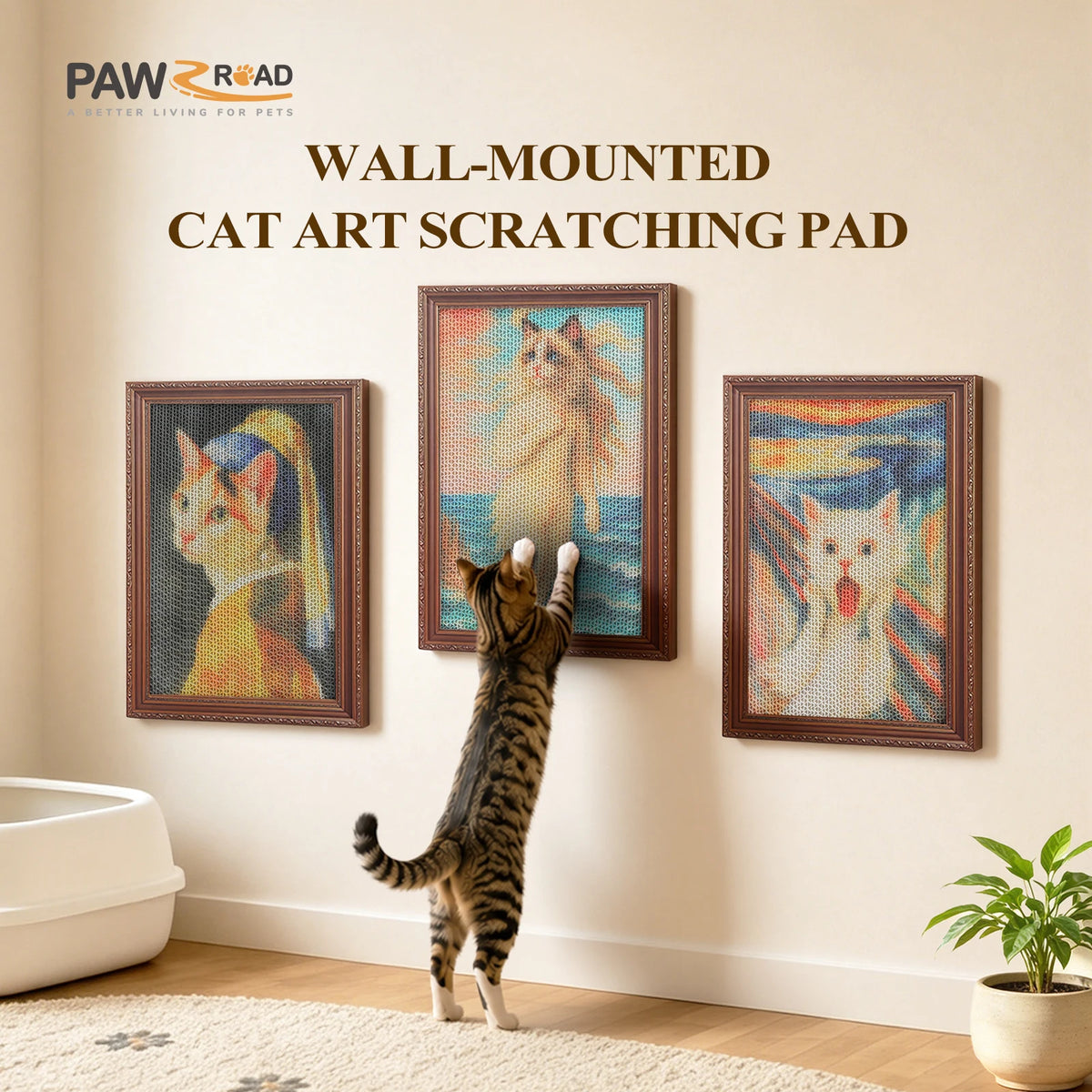 PAWZ Road Cardboard Cat Wall Scratcher Boards With Adhesive Strips