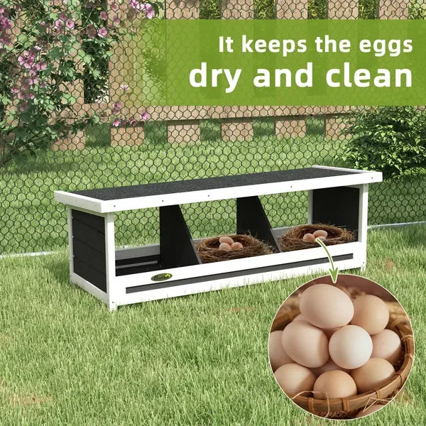 Wood Nesting Boxes for Up to Three Chickens with Roof