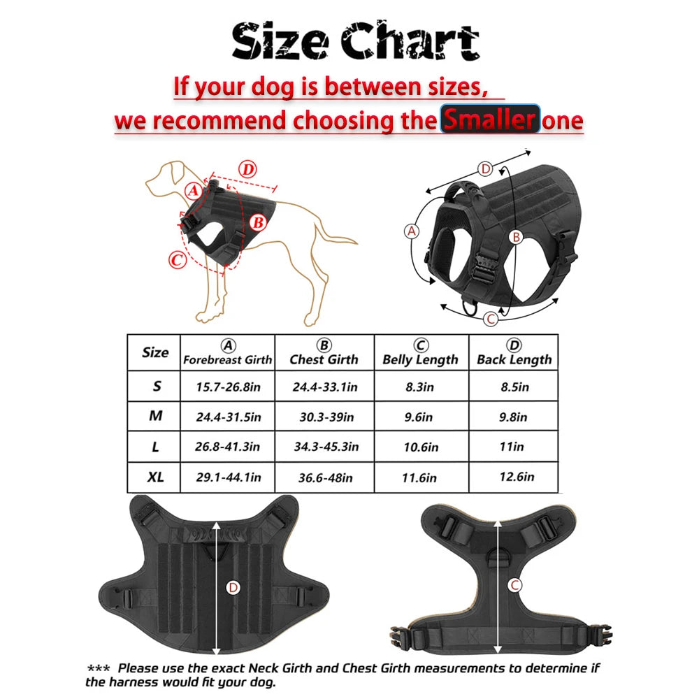 Adjustable Padded Nylon Tactical Dog Harness With Quick Release Buckle