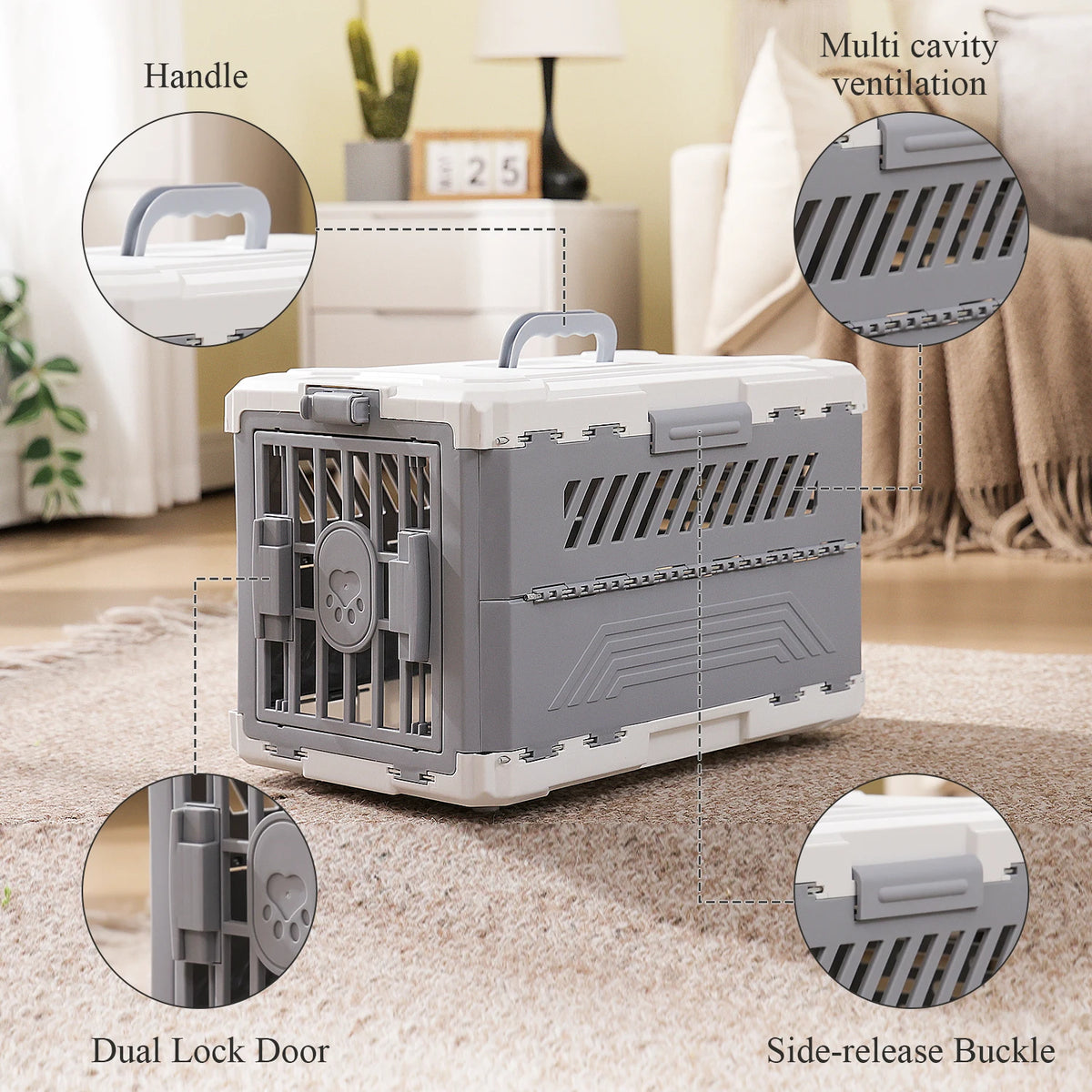 PAWZ Road Foldable Pet Travel Carrier with Secure Lock Door