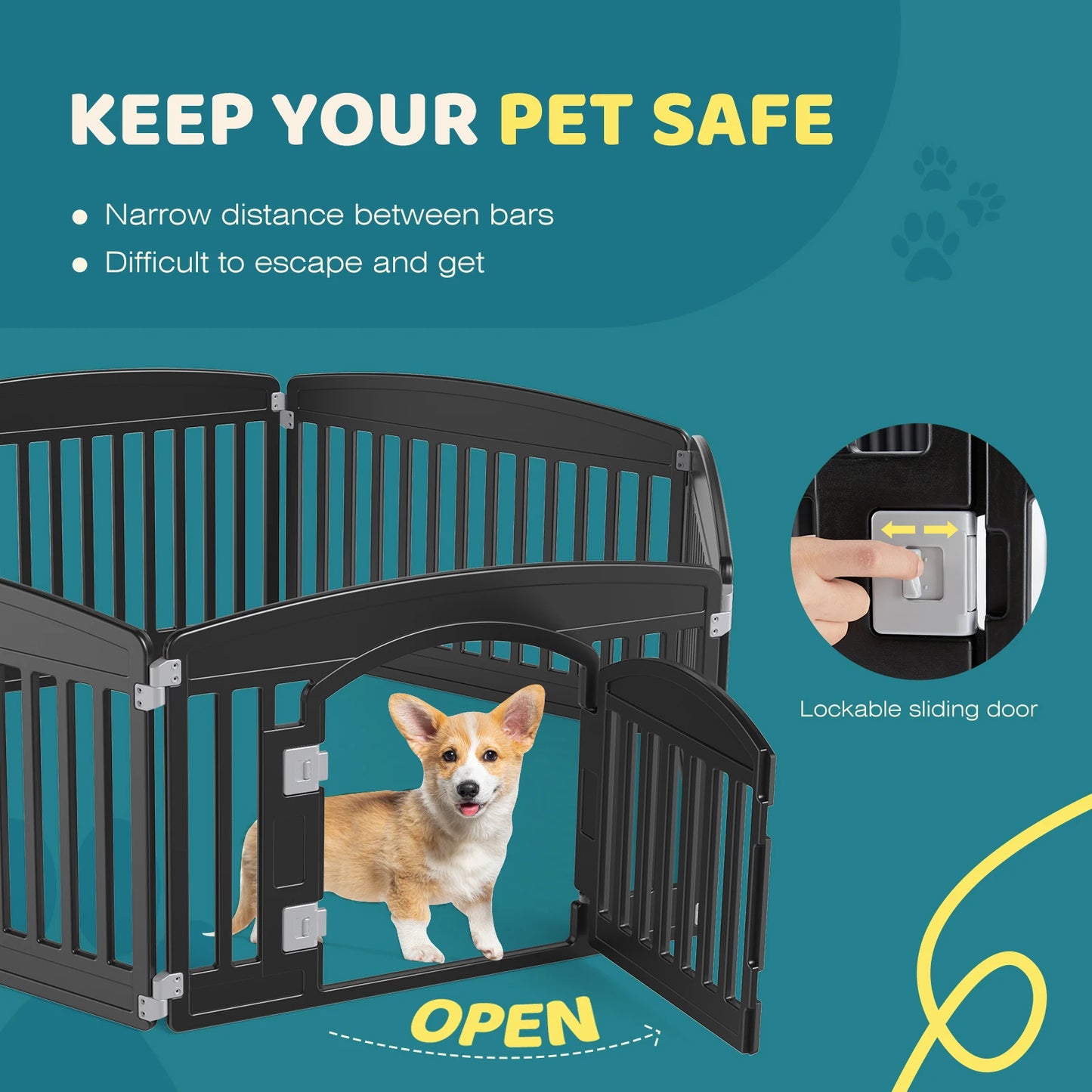 JHK Plastic Dog Playpen 6 Panel Portable Puppy Fence
