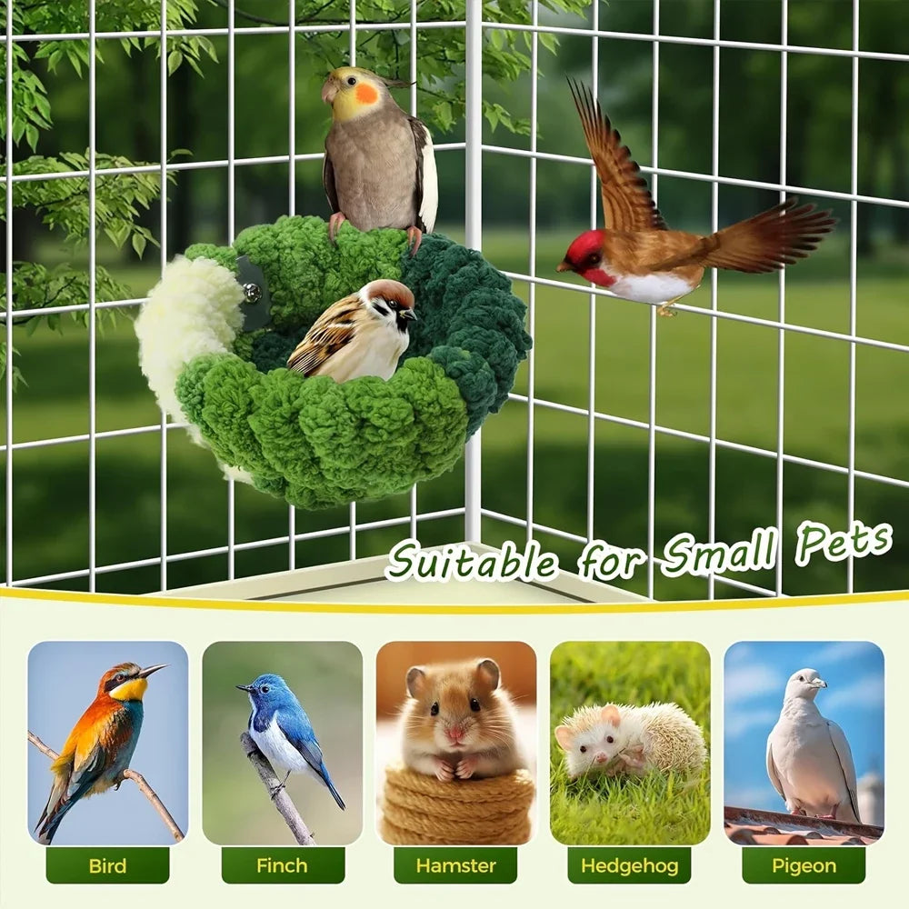 NONECN Plush Bird Bed Nest For Small Animals Parrot Cage Accessories