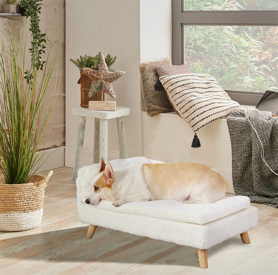 BINGOPAW L-Shape Pet Sofa Bed With Wooden Legs For Pets