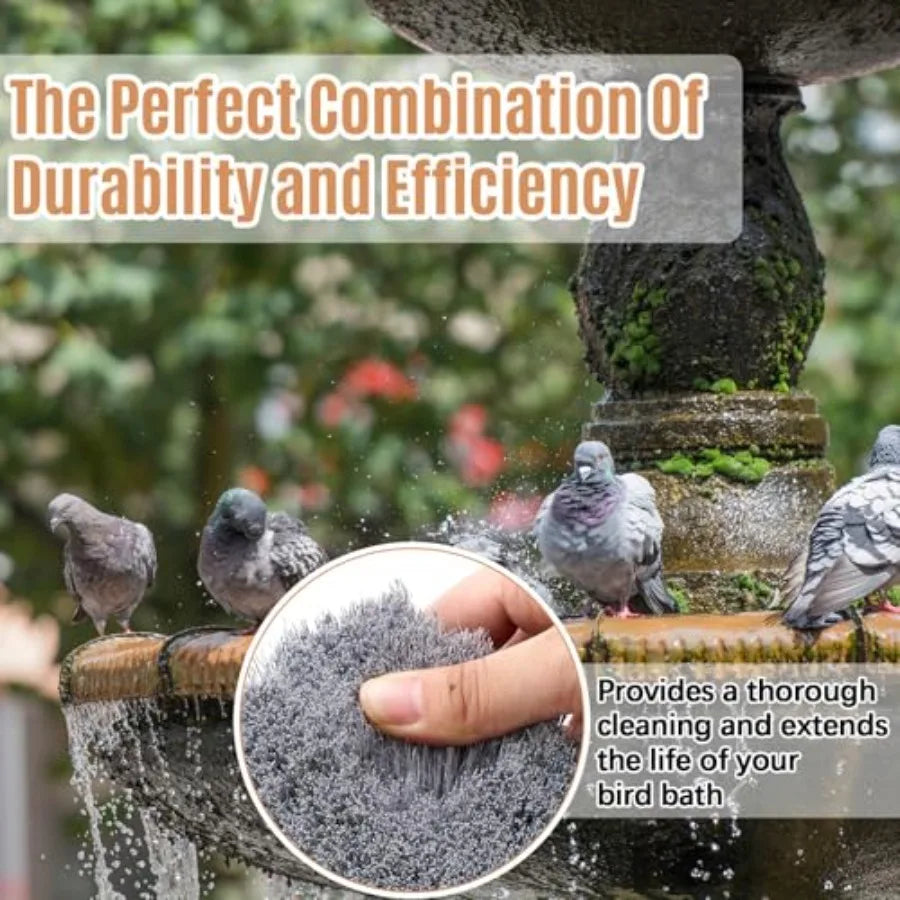 Durable Stiff Bristle Bird Bath Cleaning Brush With Plastic Handle