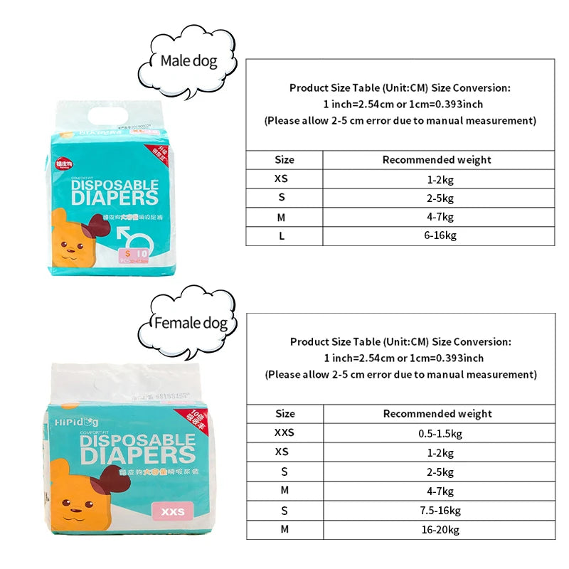 Female Dog Diaper Super Absorption Leakproof Nappies For Puppies