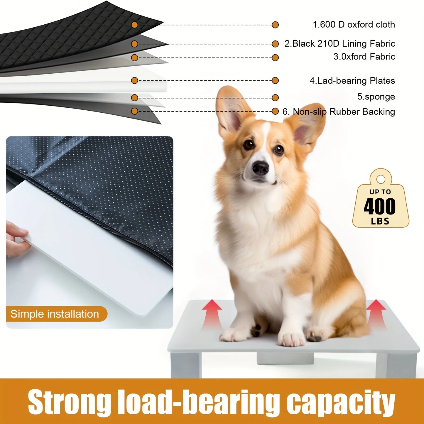 NONECN Dog Car Seat Cover Back Seat Extender Waterproof