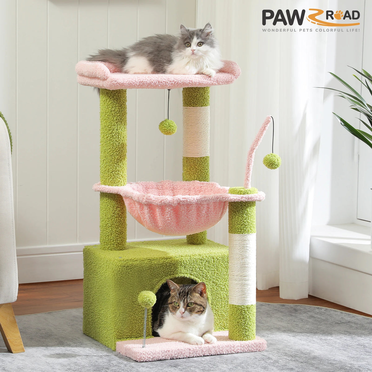 PAWZ Road Indoor Cat Tree With Sisal Post And Hammock