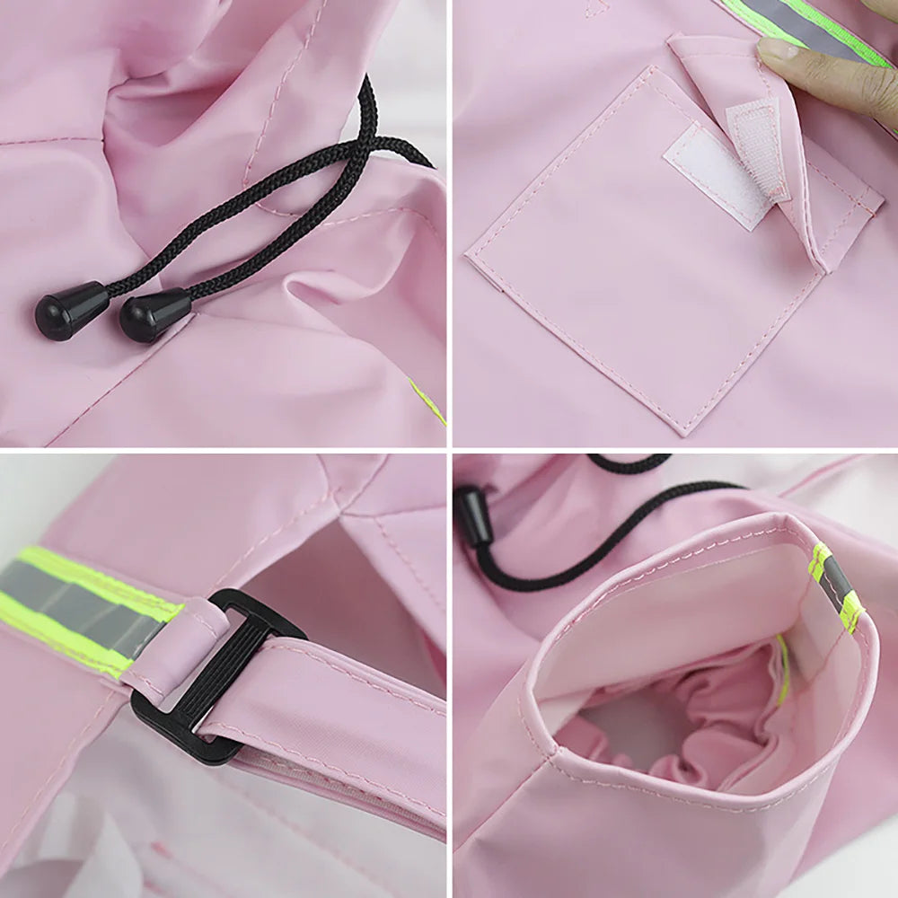 Waterproof Dog Raincoat With Reflective Hood And Windproof Protection
