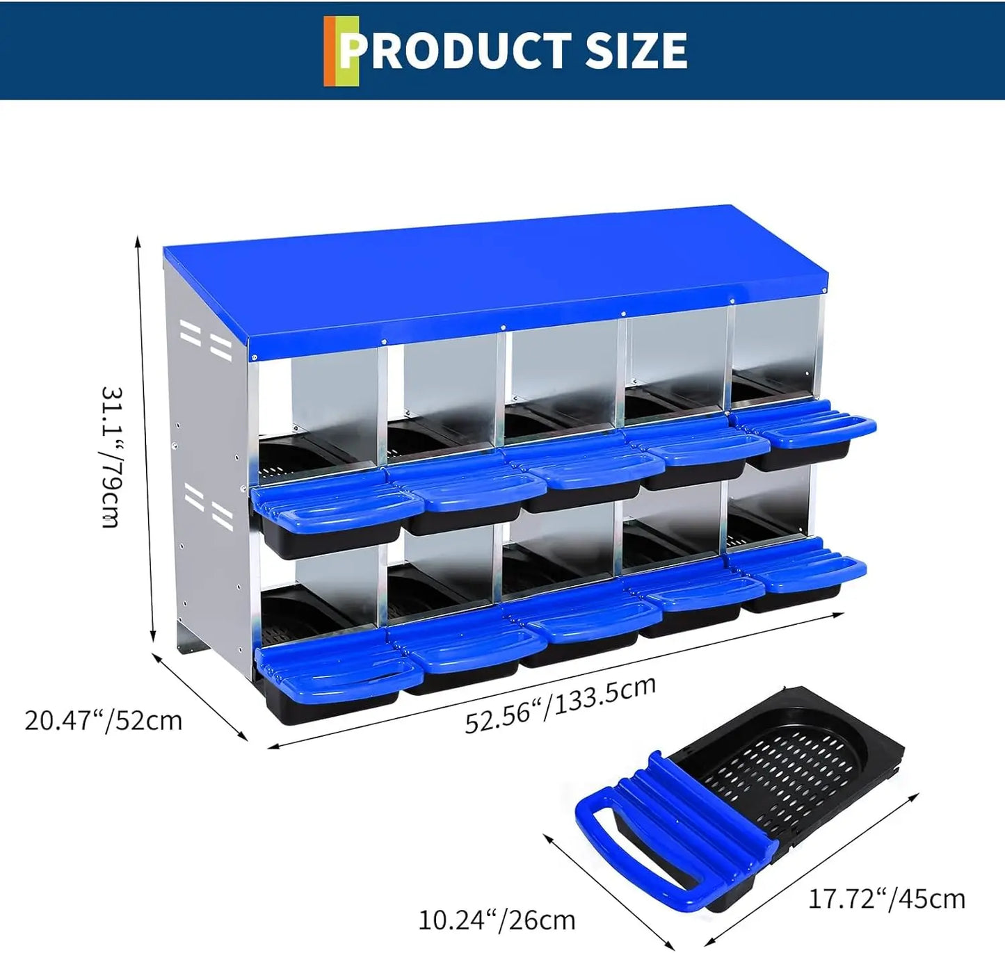 TWISTER.CK Chicken Nesting Box Roll Away Design With Metal Legs