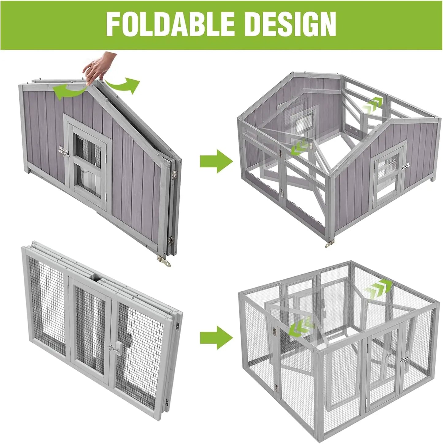 Foldable Outdoor Chicken Coop With Nesting Boxes And Perches