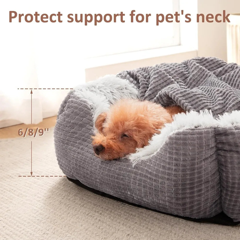 Rectangle Cave Hooded Dog Bed Orthopedic Pet Bed For Dogs
