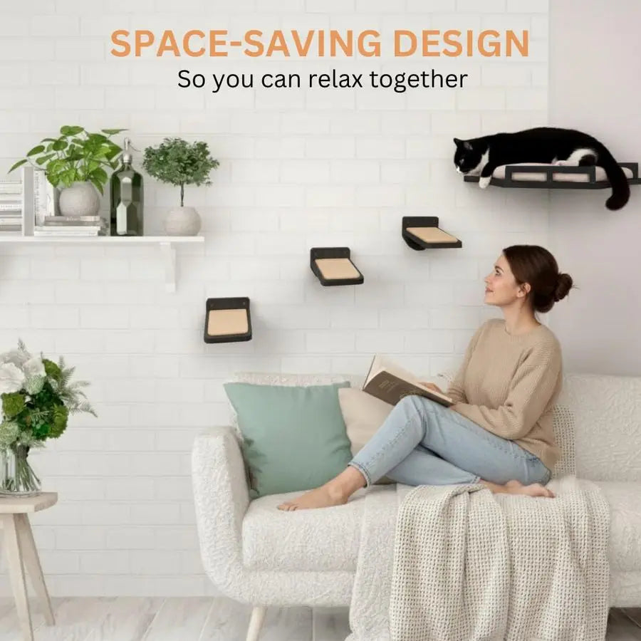 Cat Wall Shelves 3 Step Birch Wood Floating Cat Furniture Up To 15Lbs