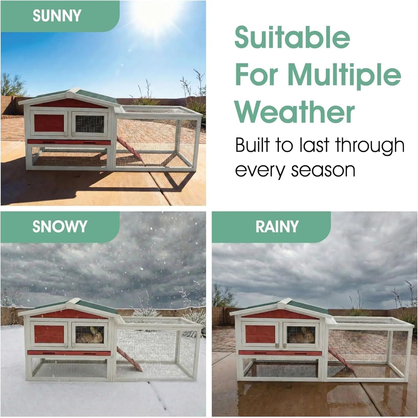 HiMISSFarm Outdoor Rabbit Hutch 2 Tier Wooden Cage With Ramp Tray