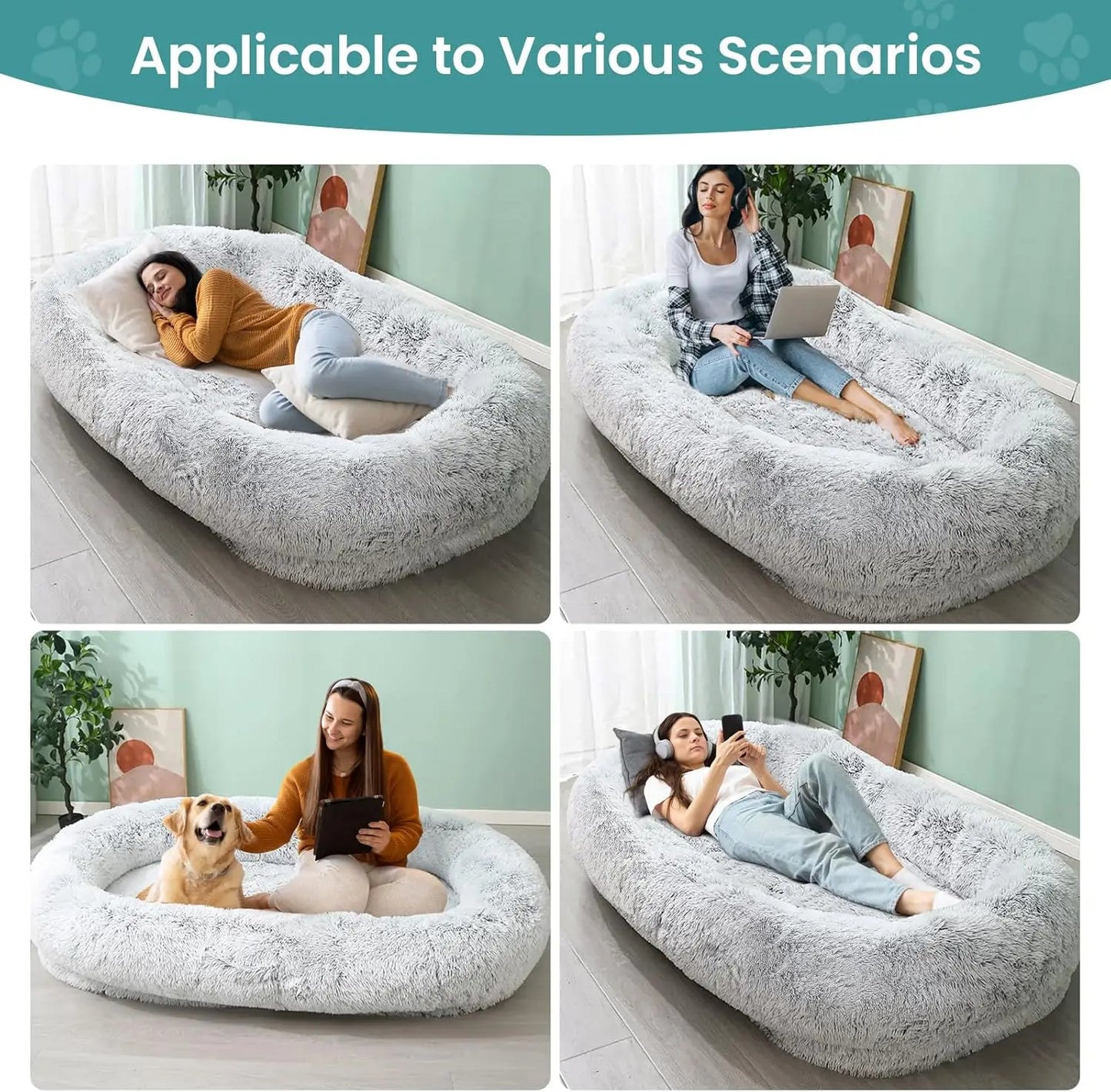 Ultra Soft Plush Human Dog Bed For Adults And Pets With Egg Crate Foam