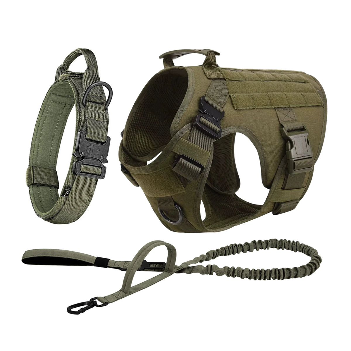 Adjustable Padded Nylon Tactical Dog Harness With Quick Release Buckle