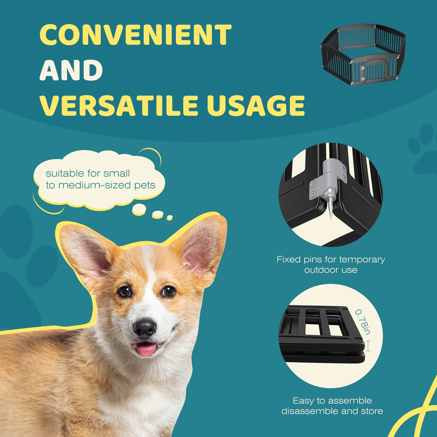 JHK Plastic Dog Playpen 6 Panel Portable Puppy Fence