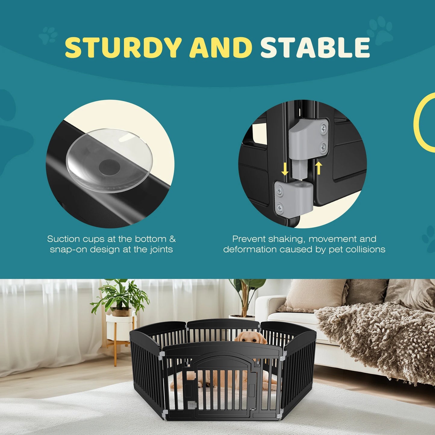 JHK Plastic Dog Playpen 6 Panel Portable Puppy Fence