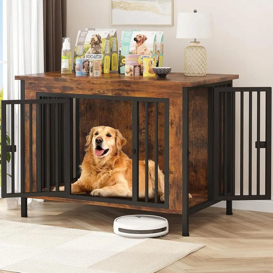 Heavy Duty Indoor Dog Crate Furniture Kennel For One Or Two Dogs