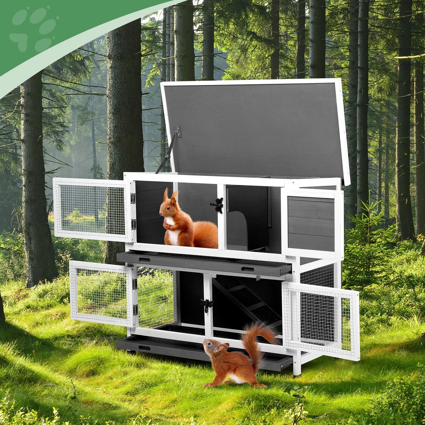 Wooden Rabbit Hutch and Chicken Coop With Removable Trays