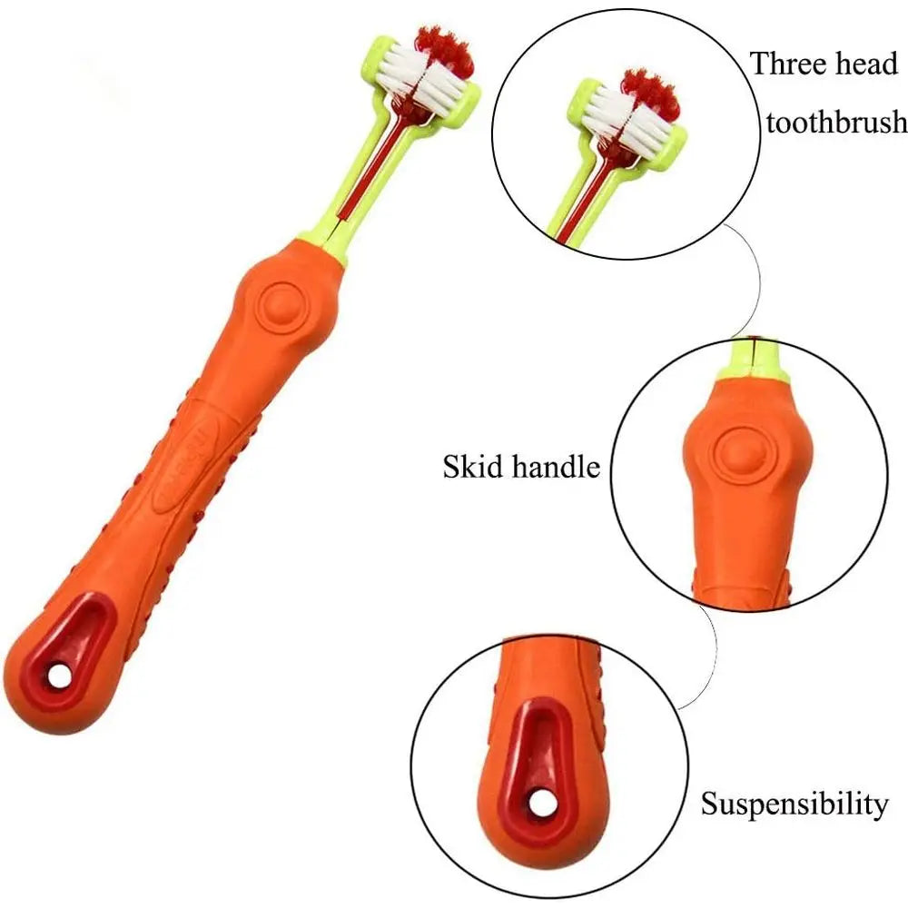 Three Sided Dog Toothbrush For Pet Dental Care Tartar Removal