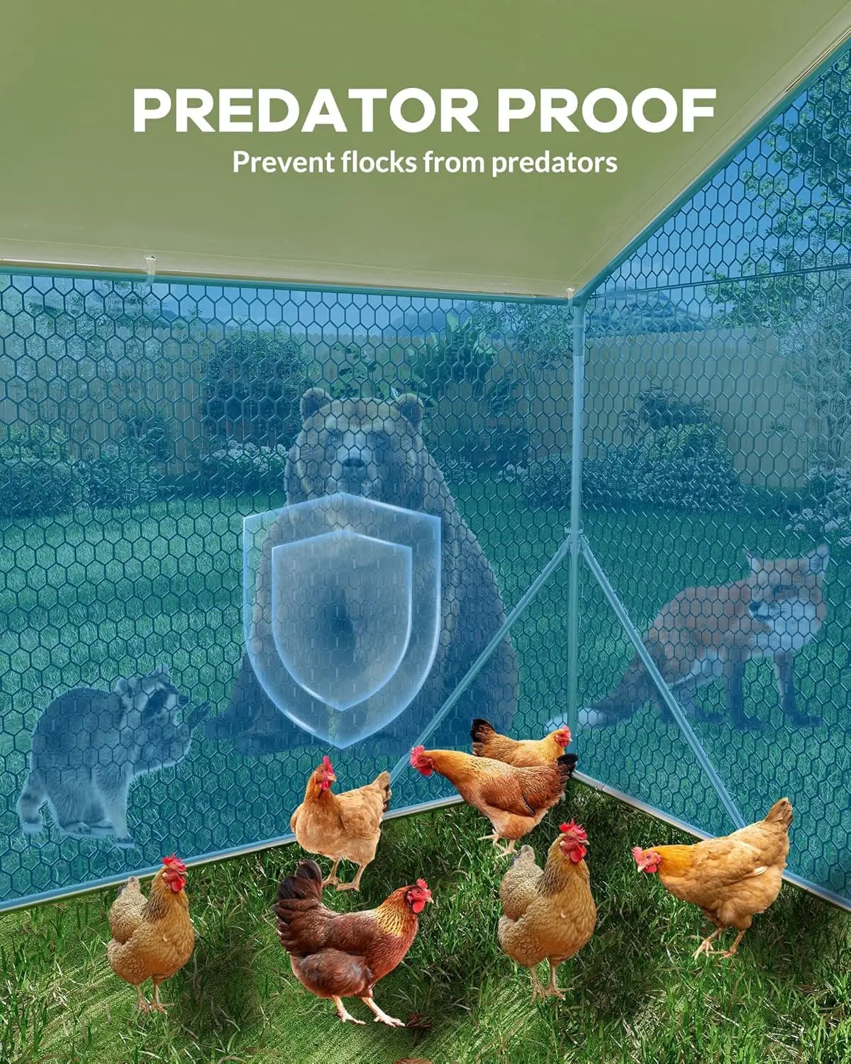 TWISTER.CK Metal Chicken Coop Walk-In Poultry Cage Pen Anti-UV Cover