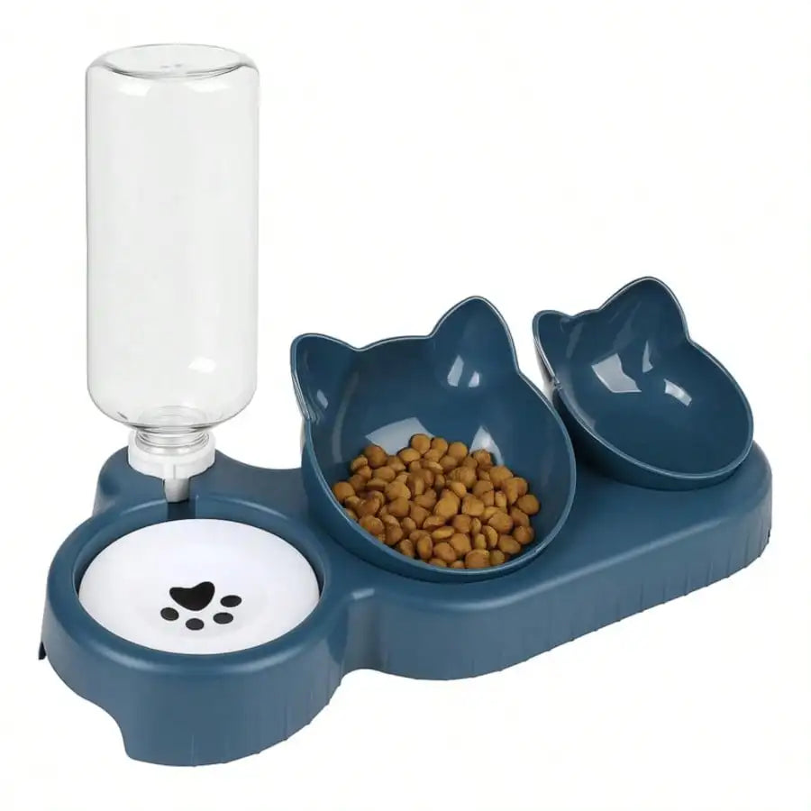 Triple Cat Bowls For Mealtime And Water Three In One