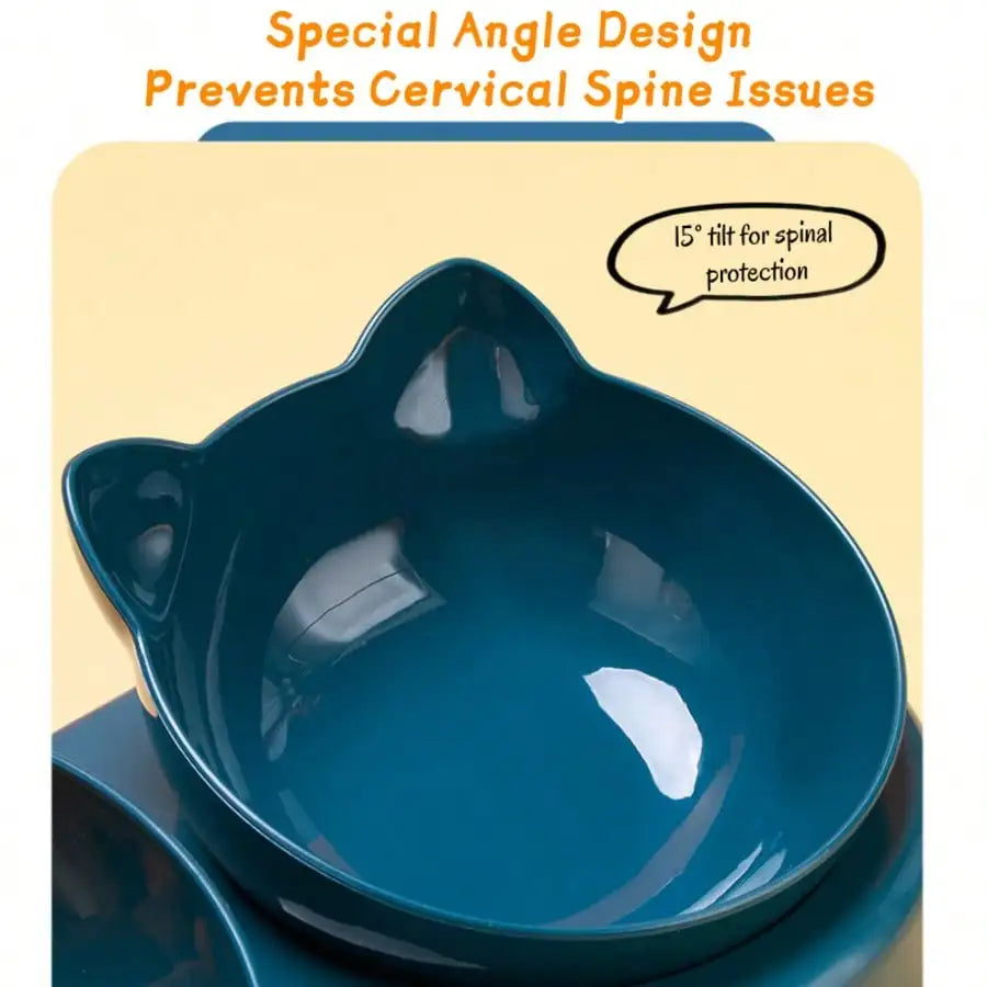 Triple Cat Bowls For Mealtime And Water Three In One