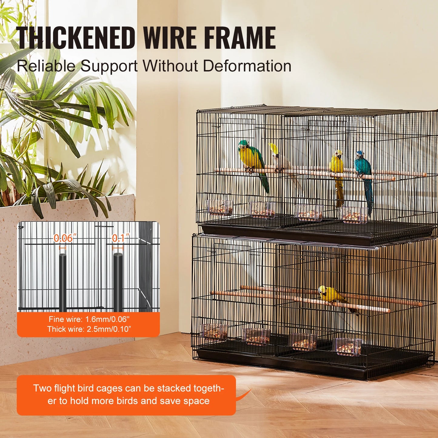 SucceBuy Flight Bird Cage With Divider For Small Birds