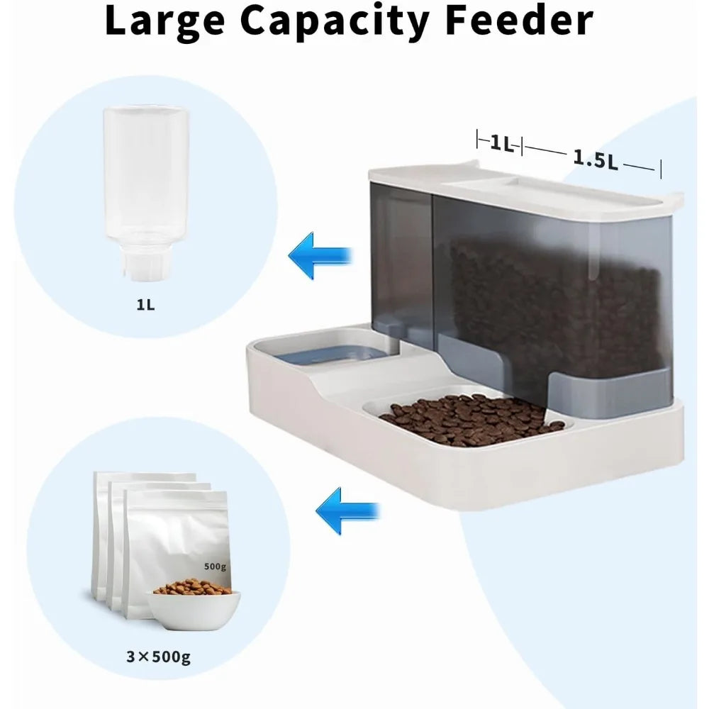 Automatic Dual-Function Pet Bowl With Enclosed Water And Grain Storage
